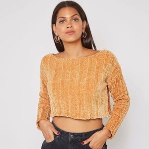 Forever 21 Yellow Cropped Sweater